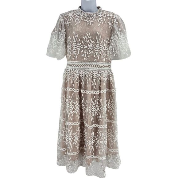 Ivy City Co Sicily Lace Midi Dress w/ SS30 Rhinestones & Faux Pearls - Picture 1 of 2